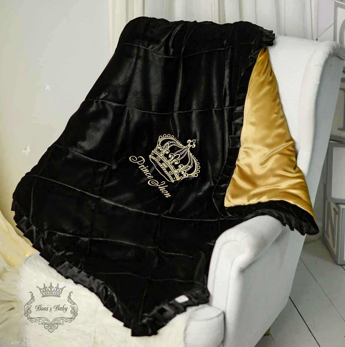 Black and Gold Baby Crib Bumpers – Luxury King Theme - Image 4