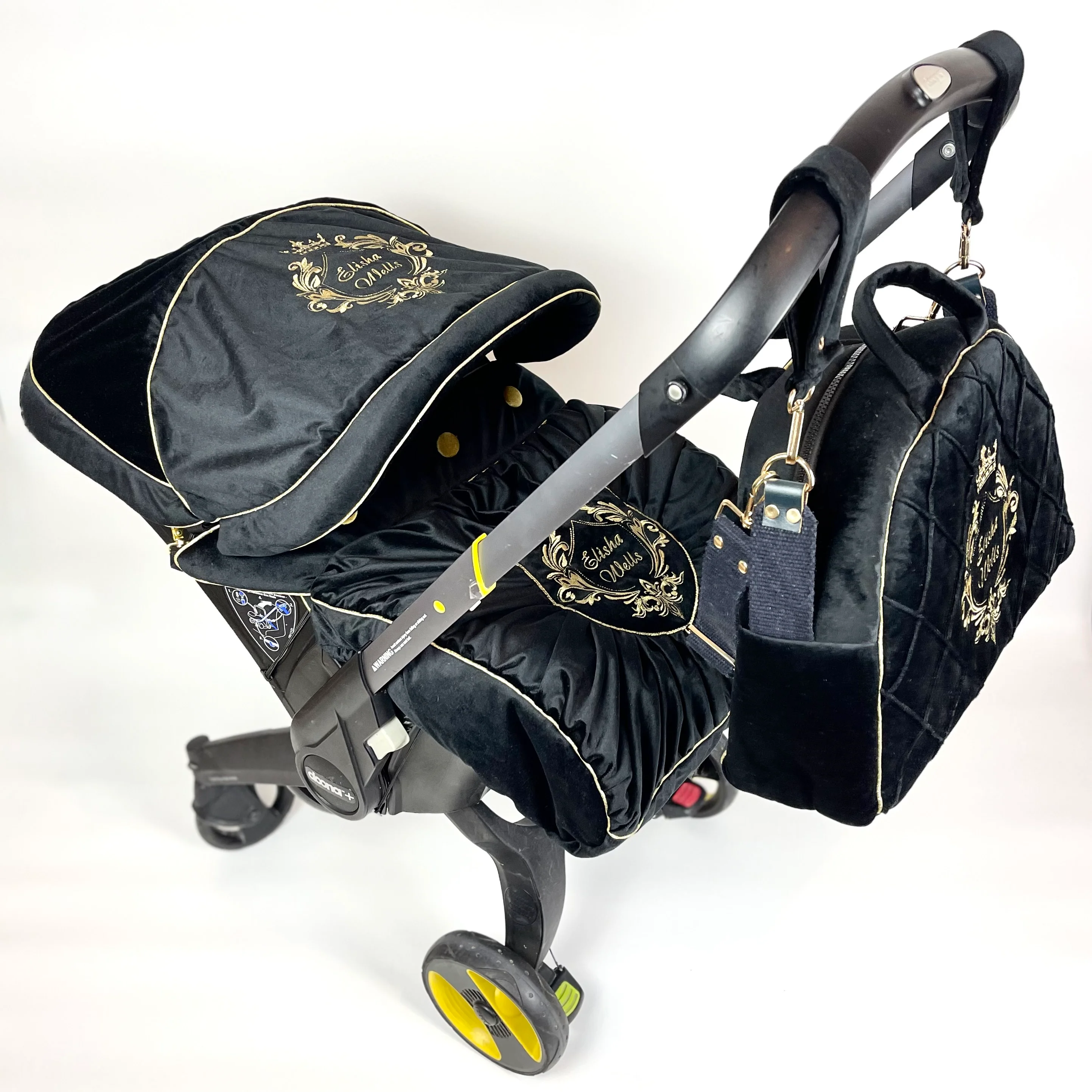 Black & Gold Personalized Doona Car Seat Accessories Set - Image 6