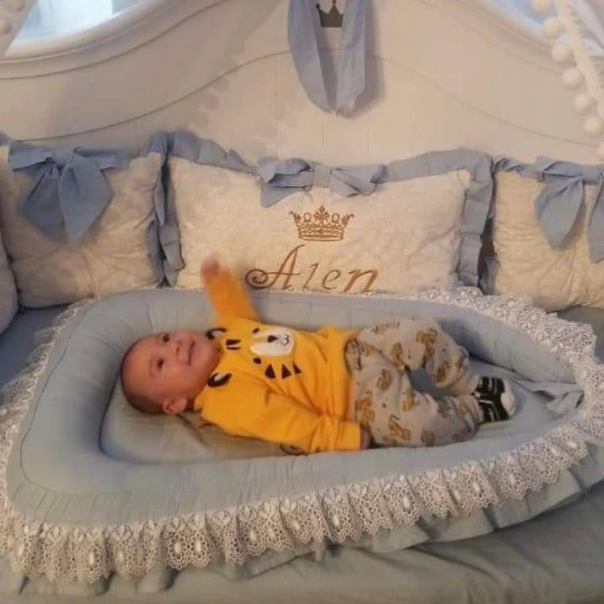 Blue & White Personalized Baby Boy Crib Bedding Set - Image 5