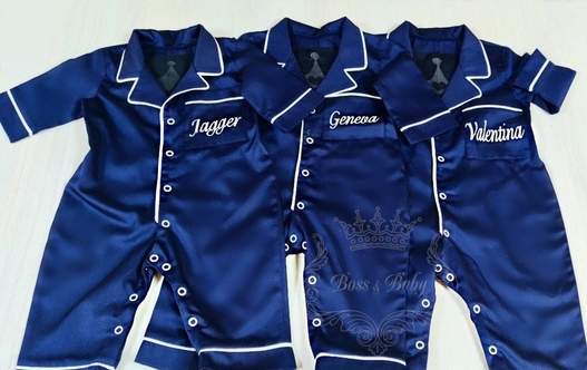 Custom Navy Blue Kids Pajamas – Personalized Cotton PJs - Image 2