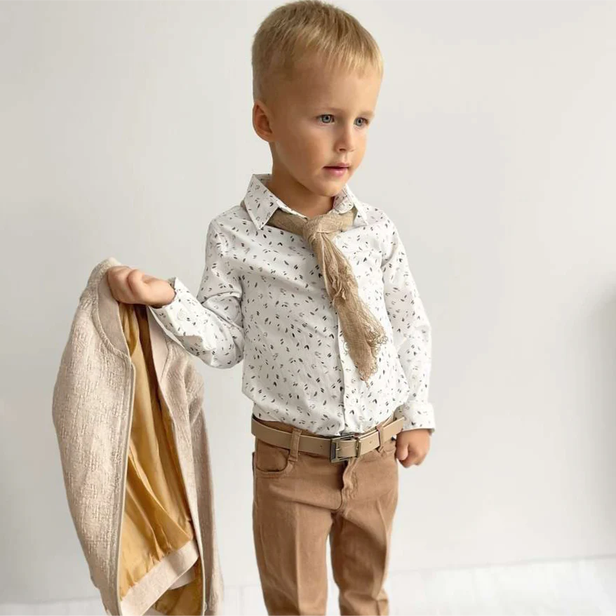 Elegant Boys Formal Suit – Handmade Beige Toddler Outfit - Image 7