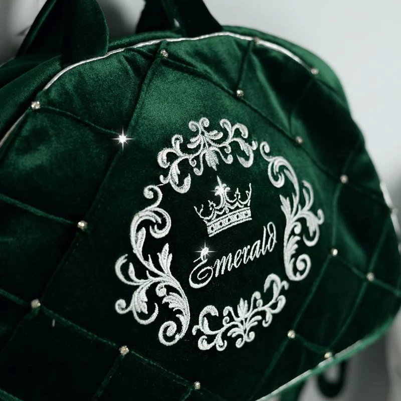 Emerald Green Velvet Infant Car Seat Cover and Accessories - Image 6