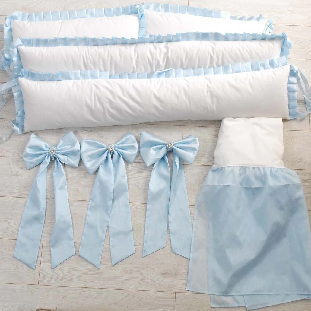 Farmhouse Ruffled Crib Bumpers & Long Bows Baby Boy - Image 4