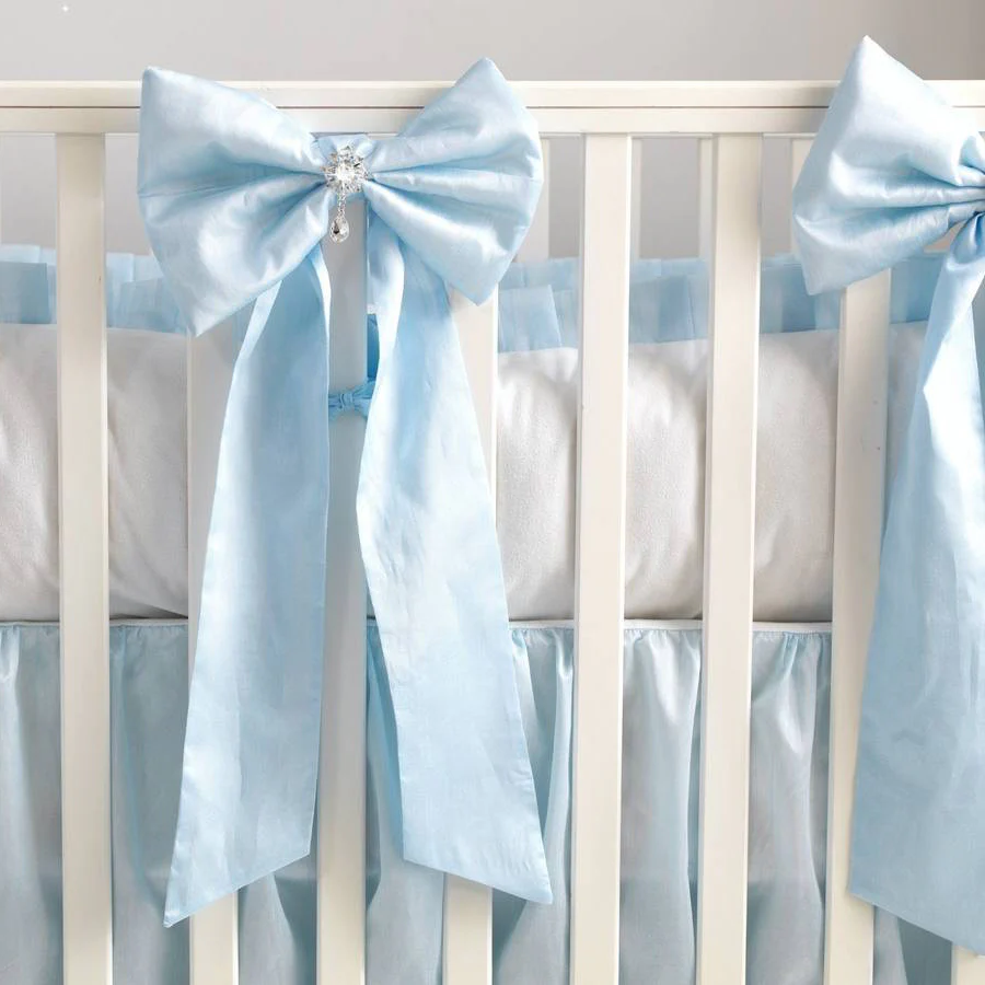Farmhouse Ruffled Crib Bumpers & Long Bows Baby Boy - Image 5