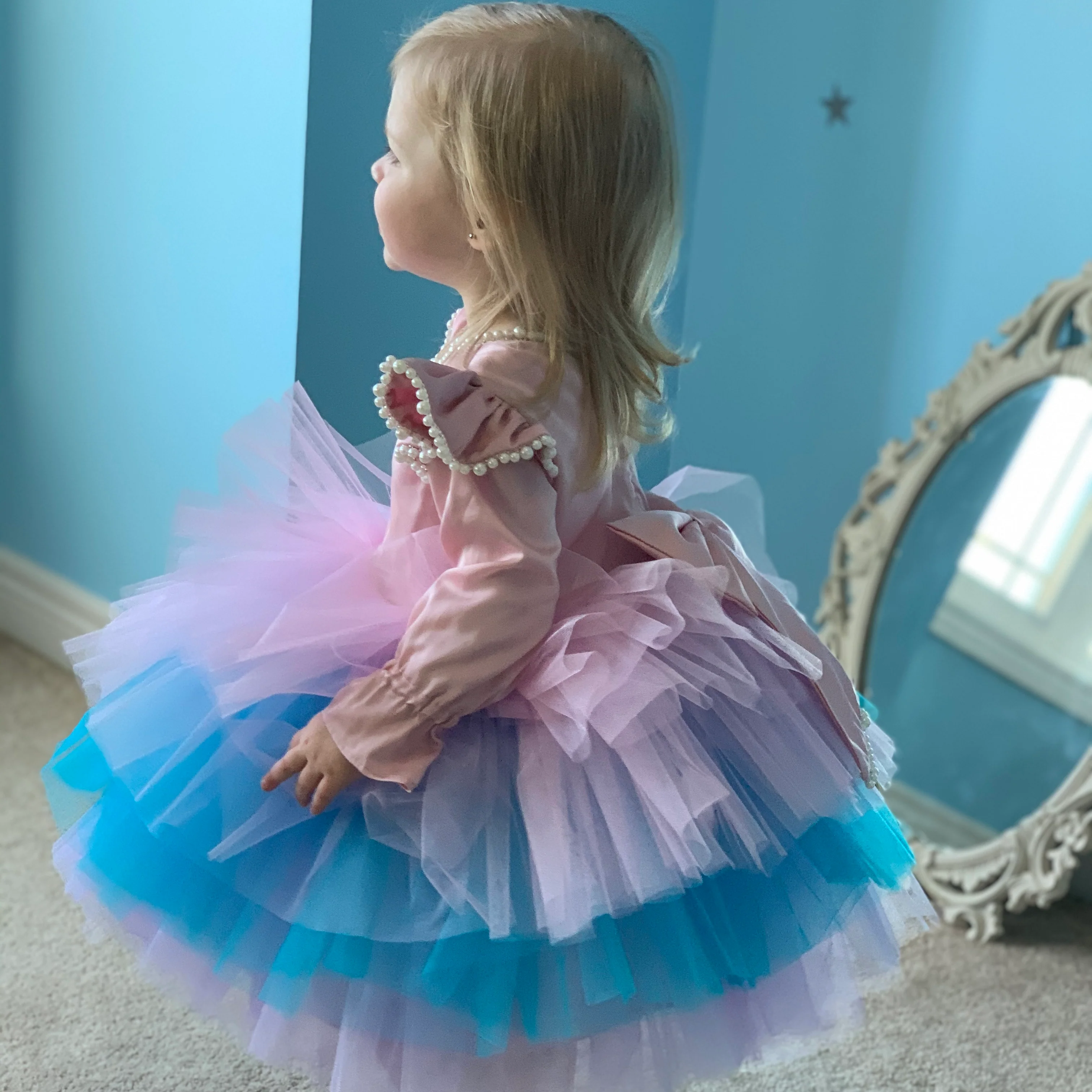 First Birthday Girl Tutu Dress – Floral Custom Dress - Image 4