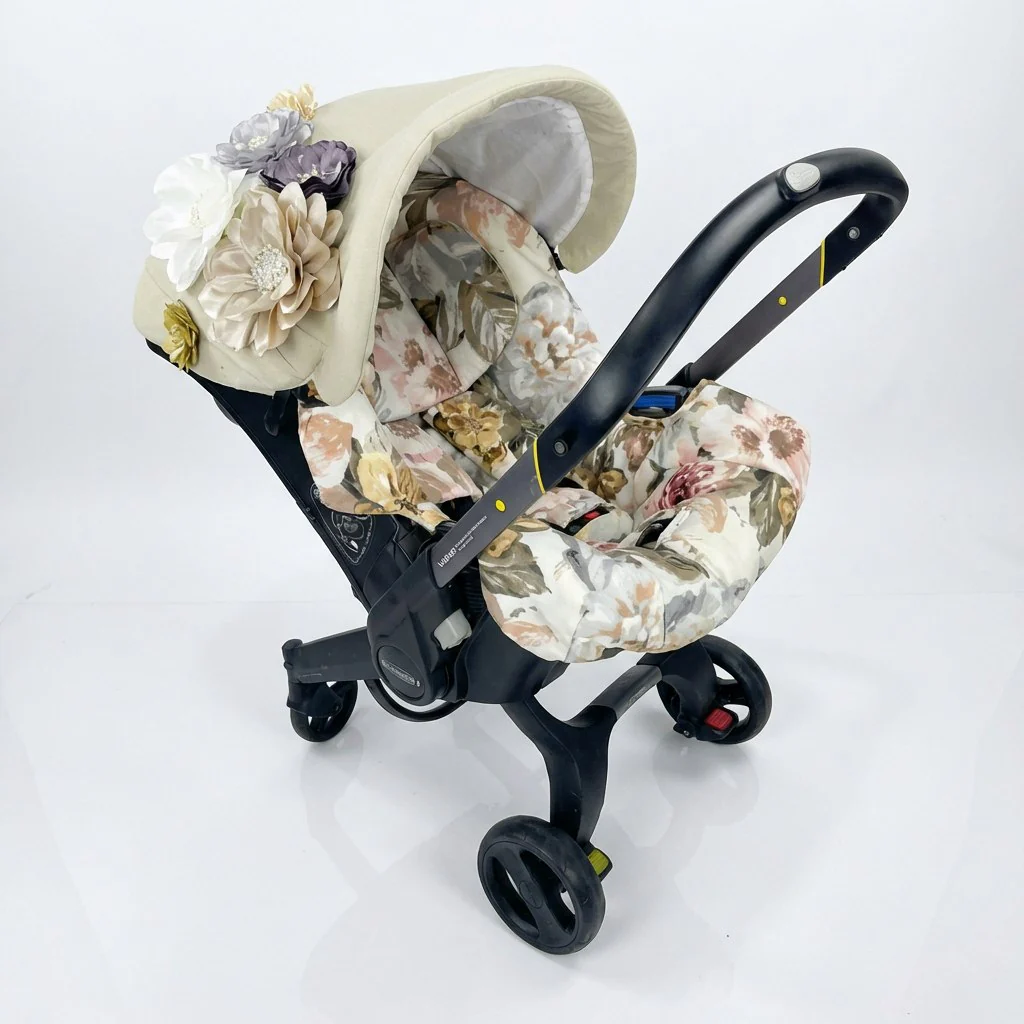 Floral 3D Flower Car Seat Canopy Set for Baby Girl