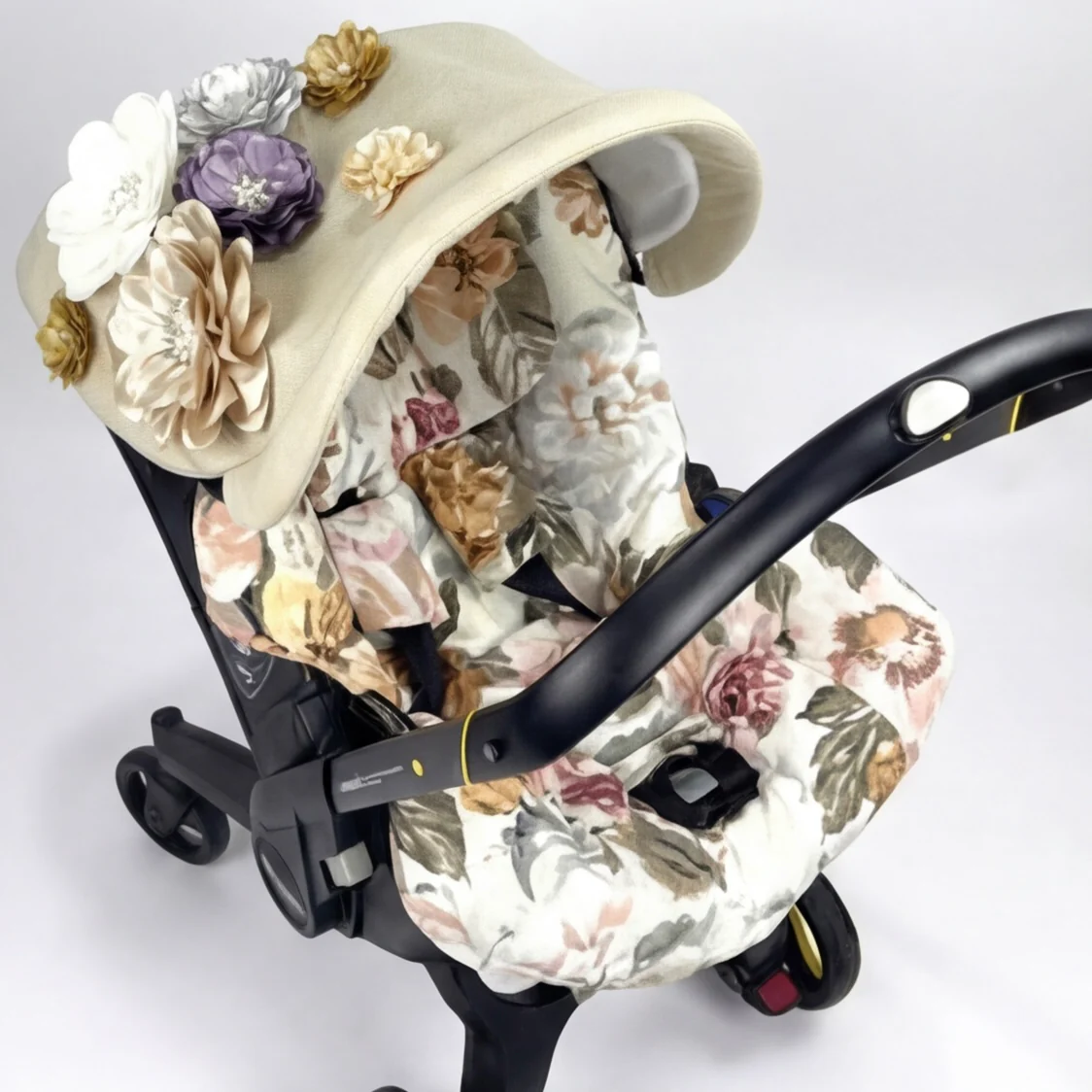 Floral 3D Flower Car Seat Canopy Set for Baby Girl - Image 3