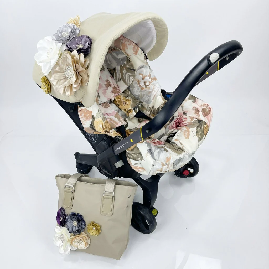 Floral 3D Flower Car Seat Canopy Set for Baby Girl - Image 5