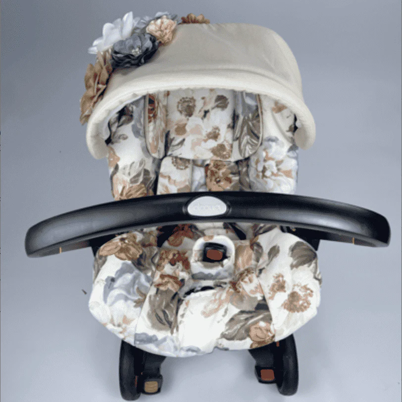 Floral 3D Flower Car Seat Canopy Set for Baby Girl - Image 6