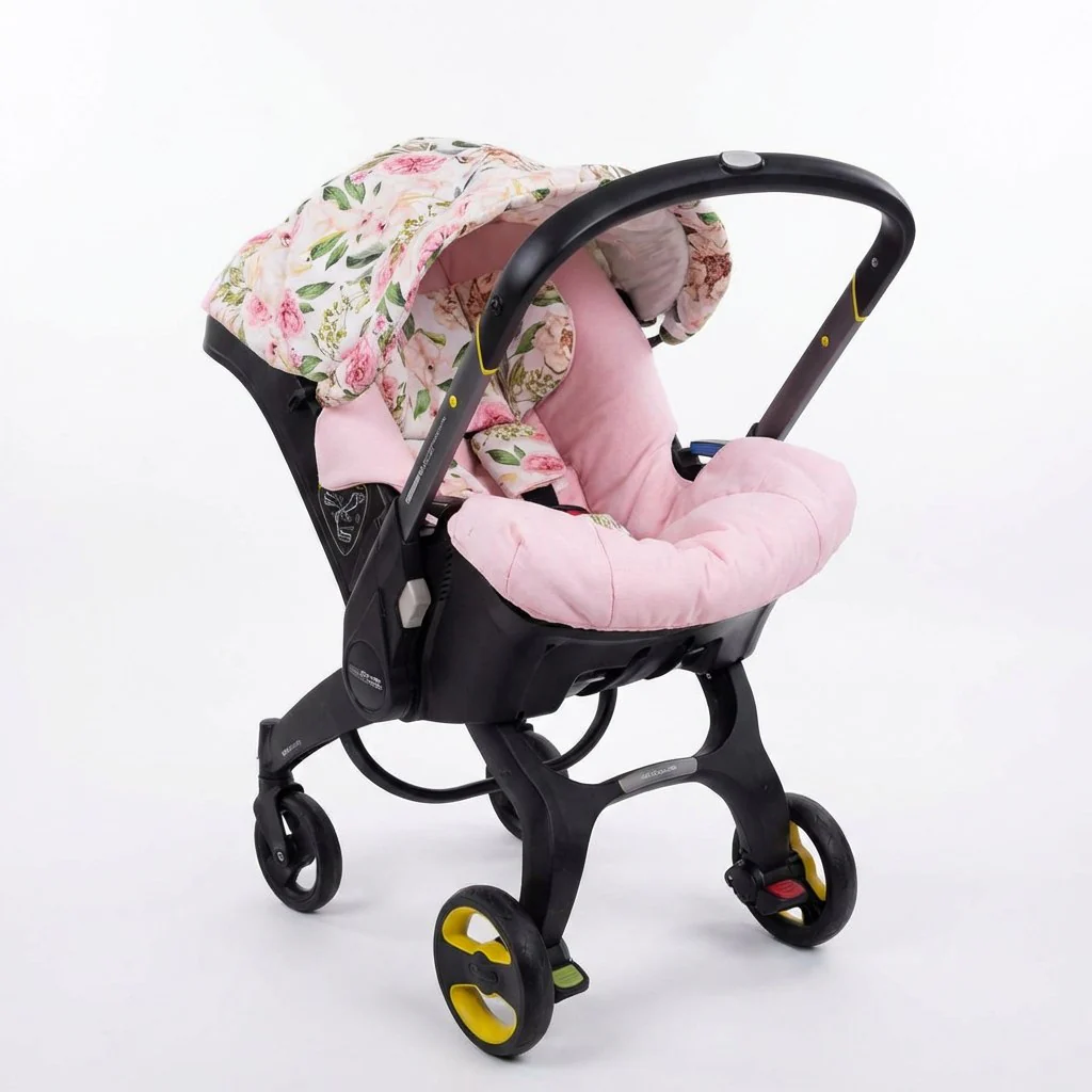 Floral Pink Baby Car Seat Cover Set – Canopy & Insert
