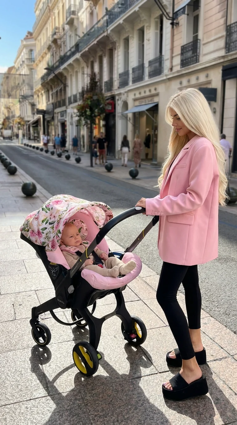 Floral Pink Baby Car Seat Cover Set – Canopy & Insert - Image 2