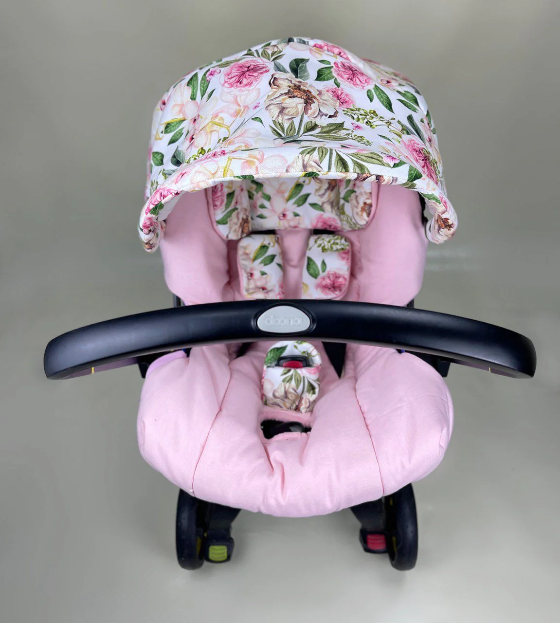 Floral Pink Baby Car Seat Cover Set – Canopy & Insert - Image 3
