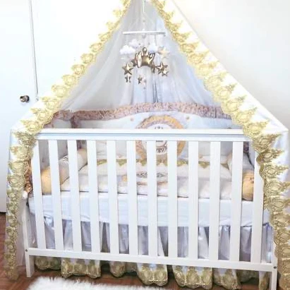 Gold & White Baby Boy Crib Bedding Set – Crown - Image 3