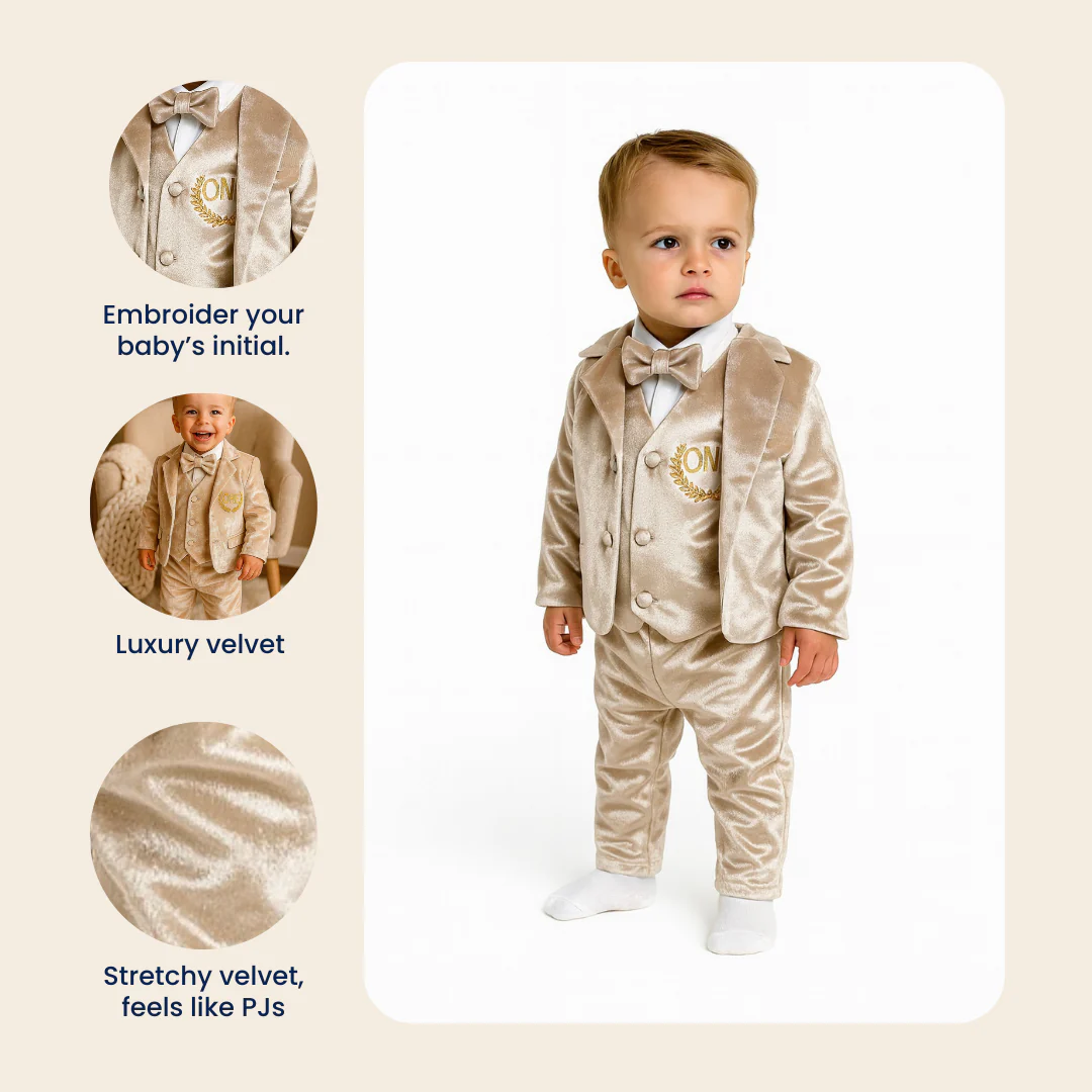 Kids Grey Tuxedo Jacket Formal Ring Bearer Suit - Image 2
