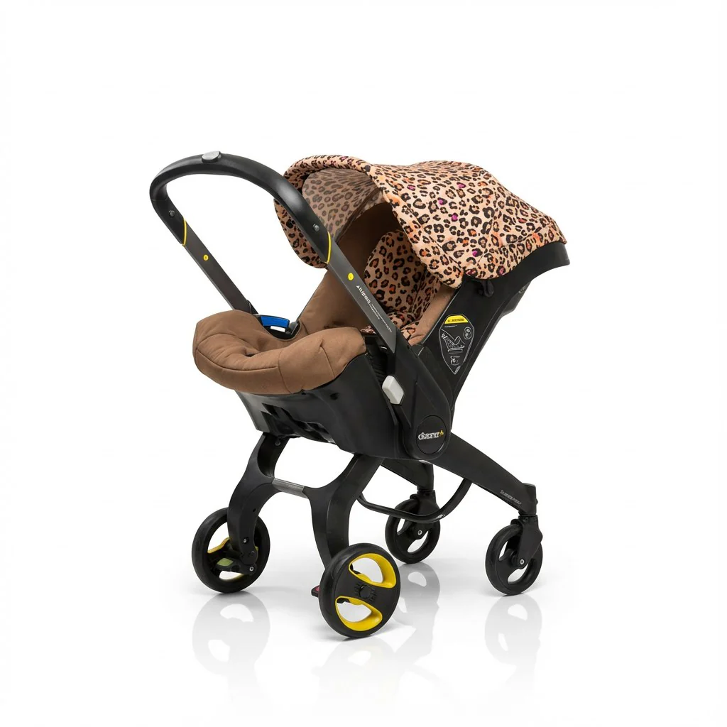 Leopard Print Baby Car Seat Cover Set with Padded Seat