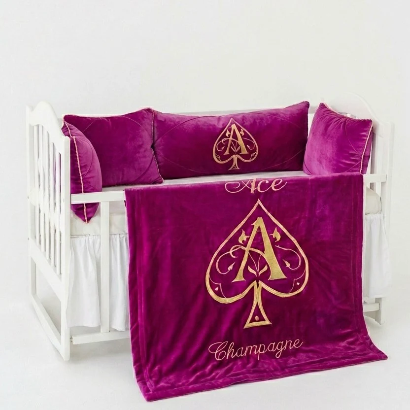 Luxury Pink Champagne Crib Bedding Set for Baby Girl with Accessories