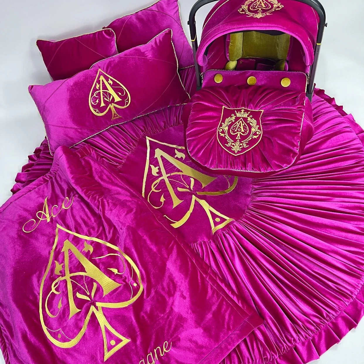 Luxury Pink Champagne Crib Bedding Set for Baby Girl with Accessories - Image 4