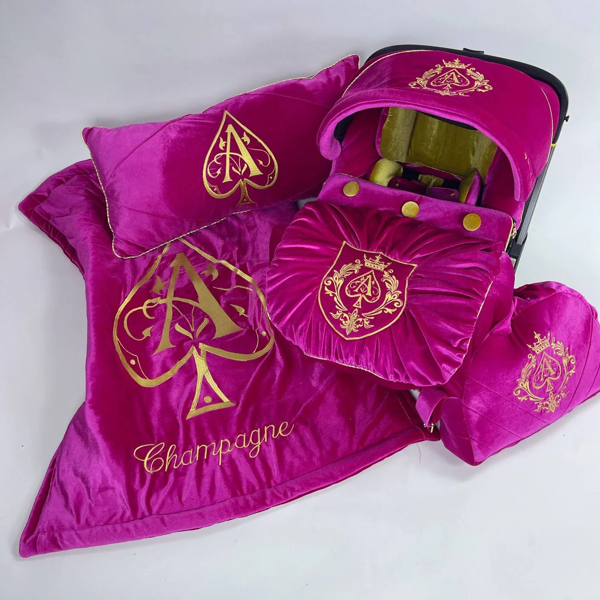 Luxury Pink Champagne Crib Bedding Set for Baby Girl with Accessories - Image 9