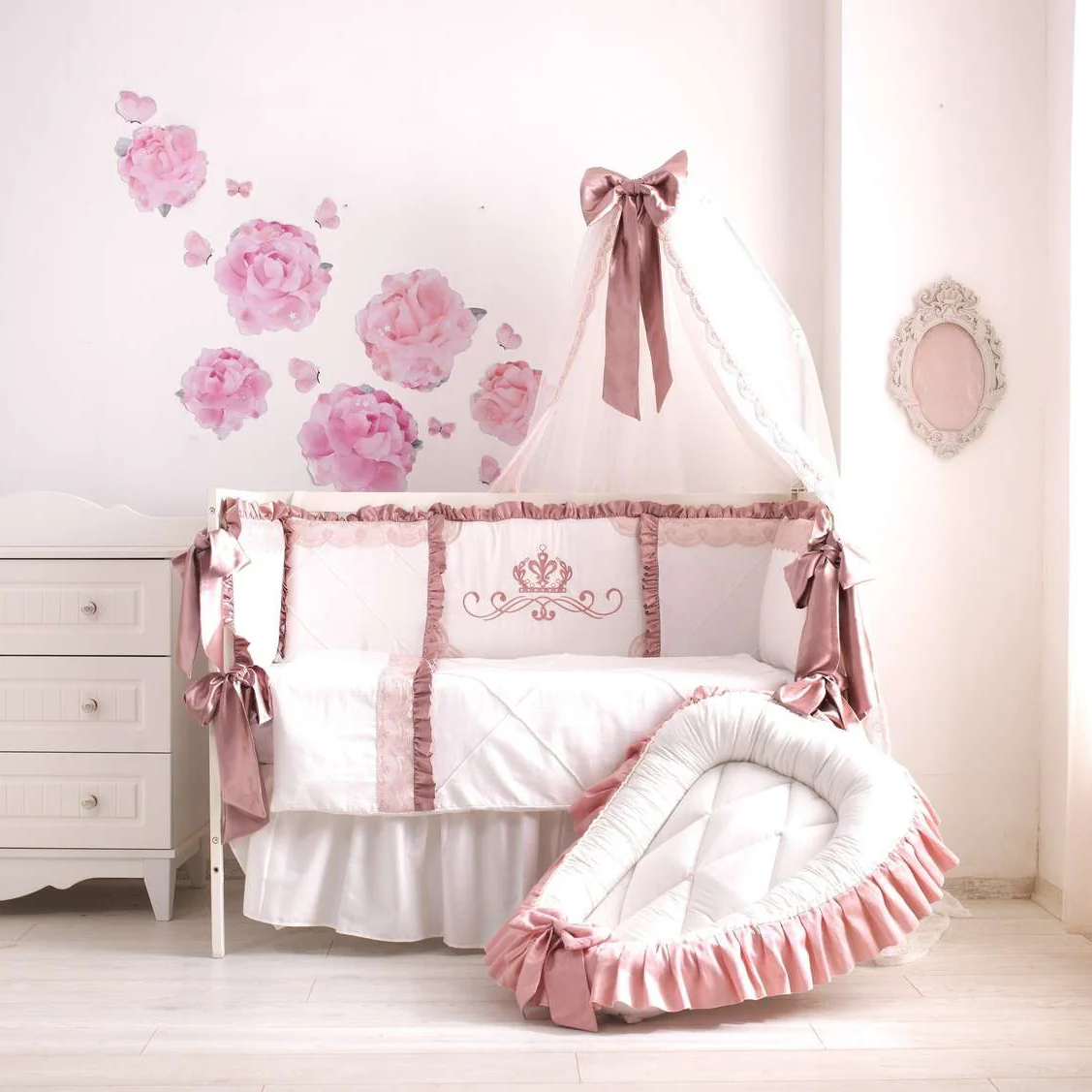 Luxury Pink Crib Bedding Set for Baby Girl