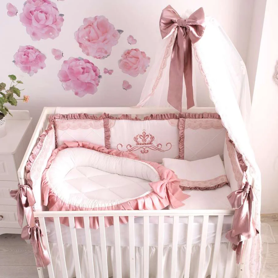 Luxury Pink Crib Bedding Set for Baby Girl - Image 2