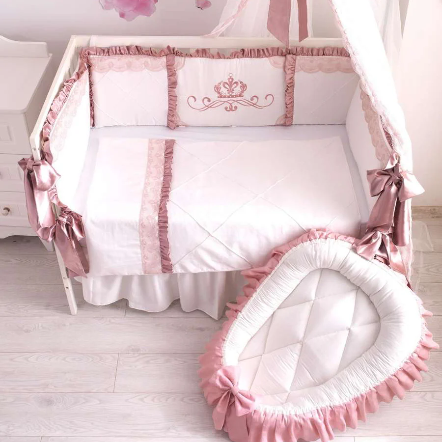 Luxury Pink Crib Bedding Set for Baby Girl - Image 3