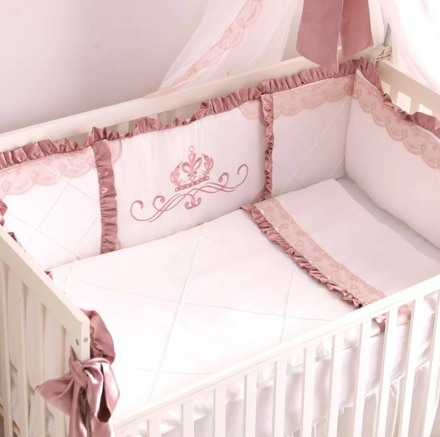 Luxury Pink Crib Bedding Set for Baby Girl - Image 4