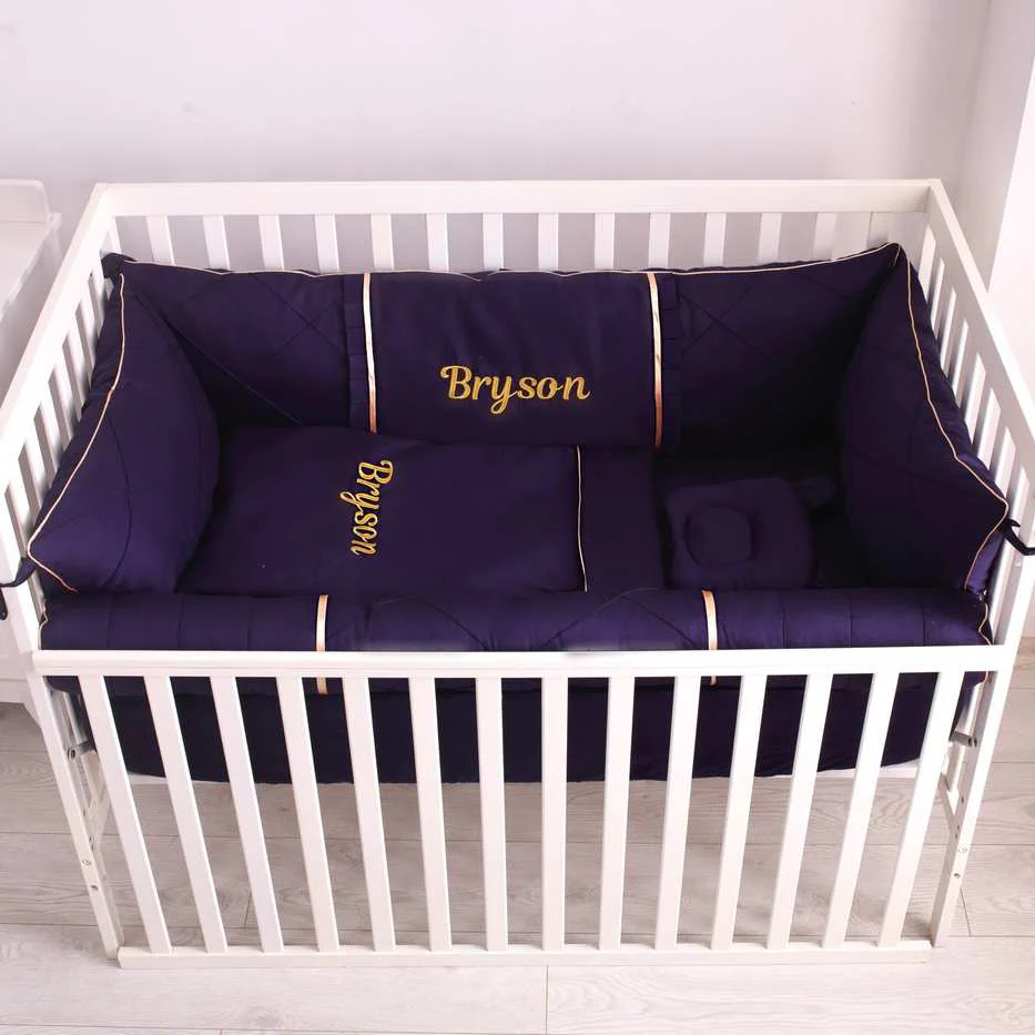 Navy Blue Baby Boy Crib Bedding Set Essentials - Image 6