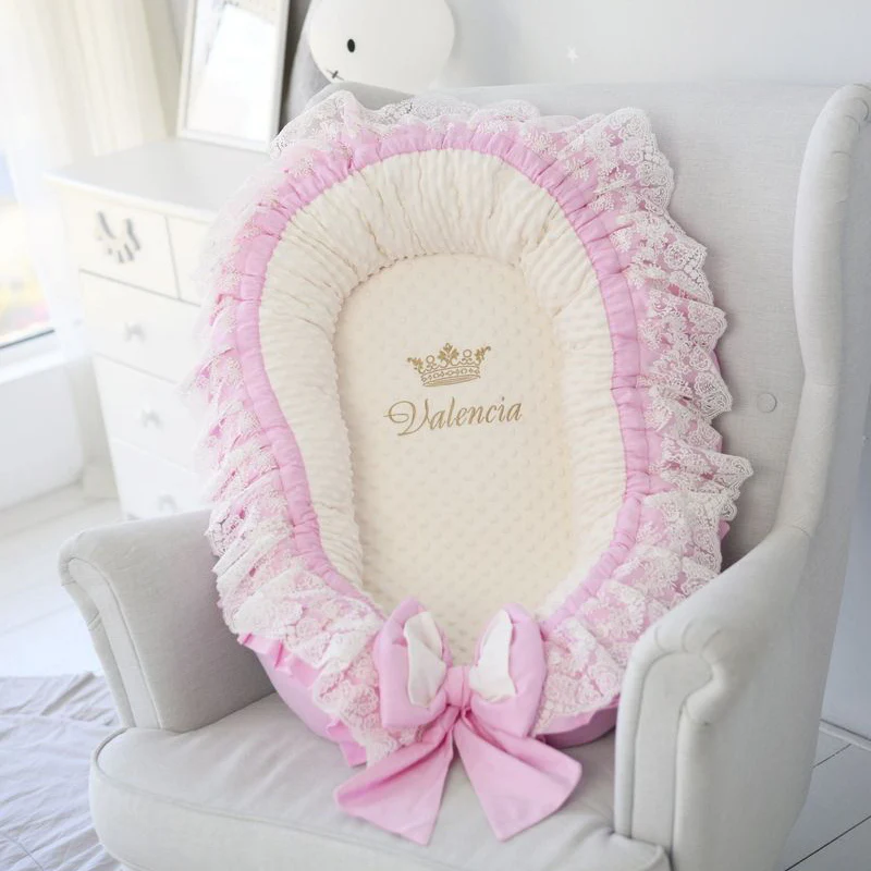 Pink Color Organic Cotton Portable Crib Nest Baby Bed | Newborn Co-Sleeper