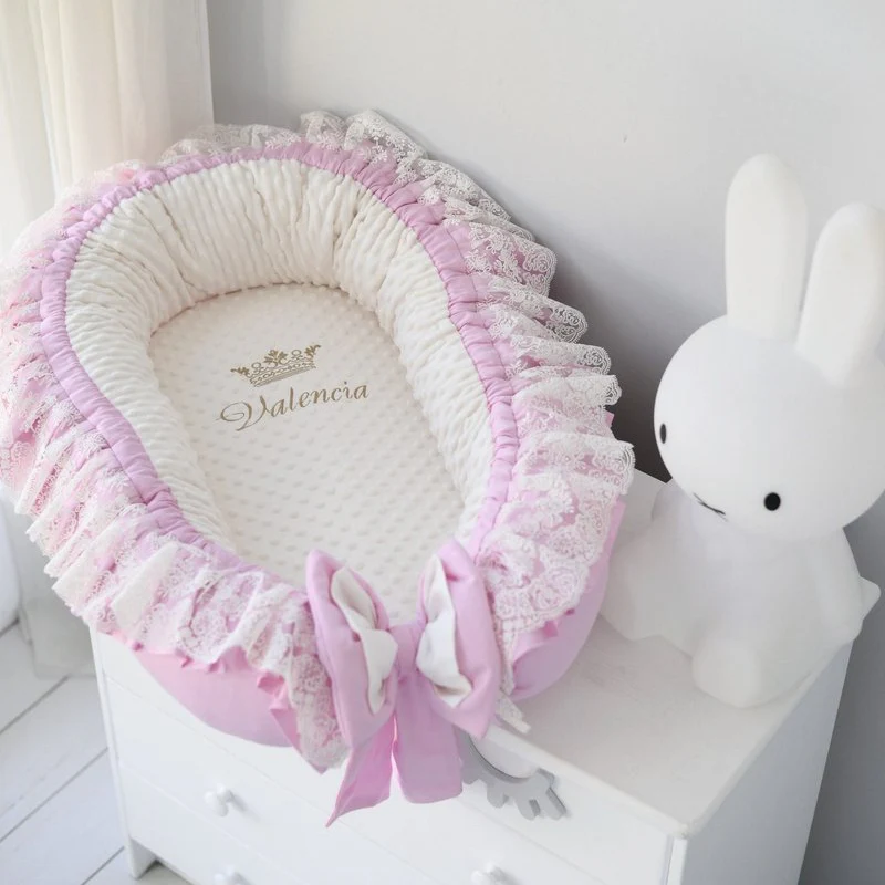 Pink Color Organic Cotton Portable Crib Nest Baby Bed | Newborn Co-Sleeper - Image 2