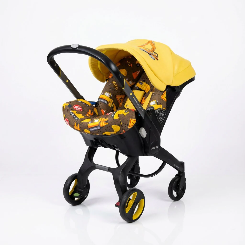 Personalized Construction Print Car Seat Cover Set for Baby Boy