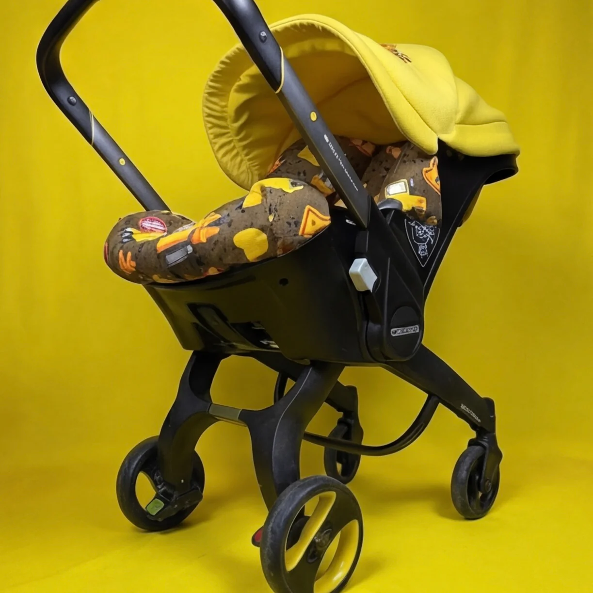Personalized Construction Print Car Seat Cover Set for Baby Boy - Image 3