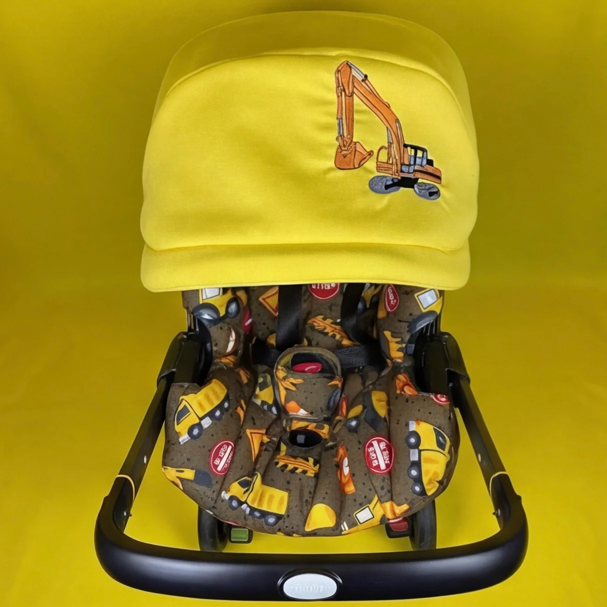 Personalized Construction Print Car Seat Cover Set for Baby Boy - Image 5