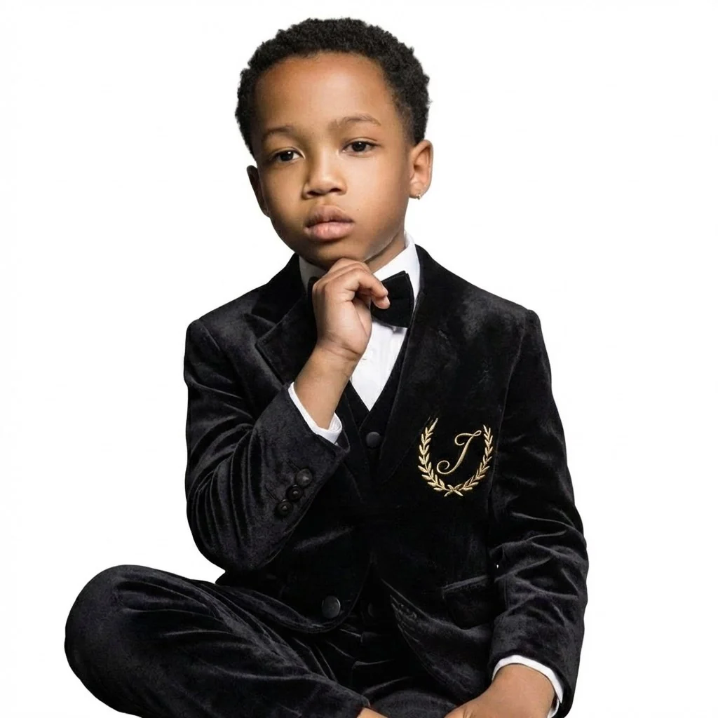 Personalized Baby Boy Velvet Suit – Royal Blue Tuxedo & Blazer