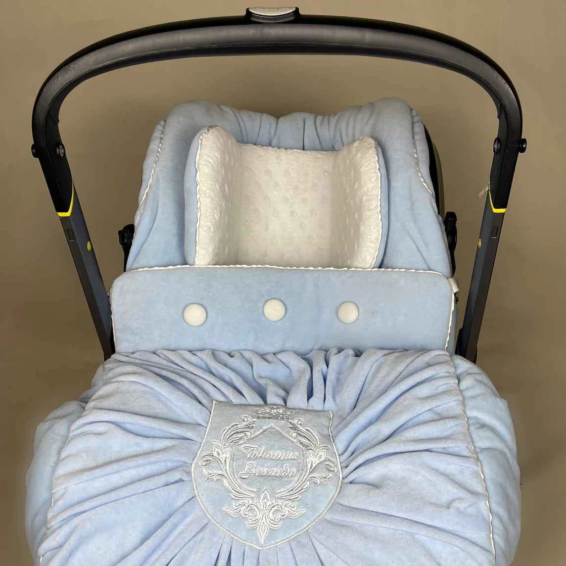 Personalized Pastel Baby Car Seat Cover Set with Footmuff - Image 3