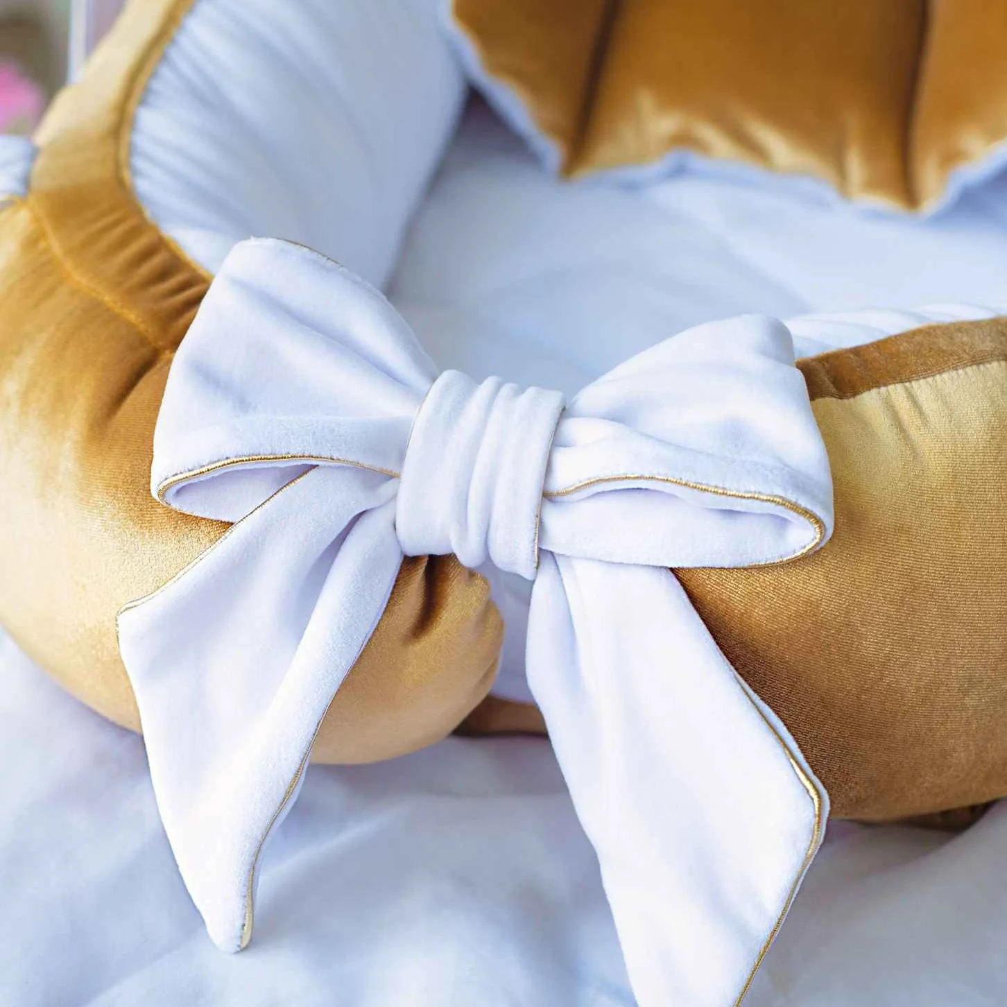Royal Gold Personalized Cotton Baby Nest | Organic Newborn Baby Nest with Blanket - Image 8
