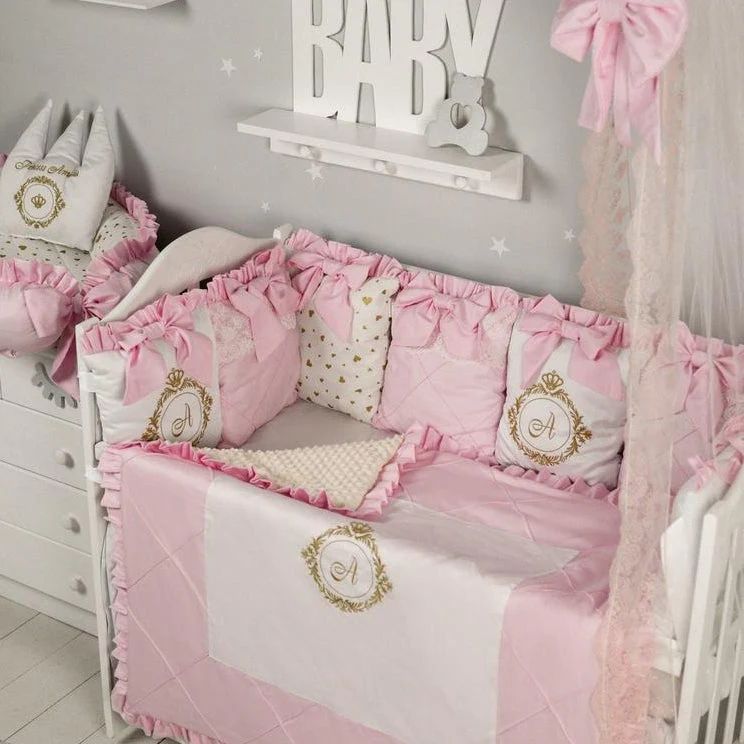 Personalized Ivory Crib Bedding Set for Baby Girl - Image 3