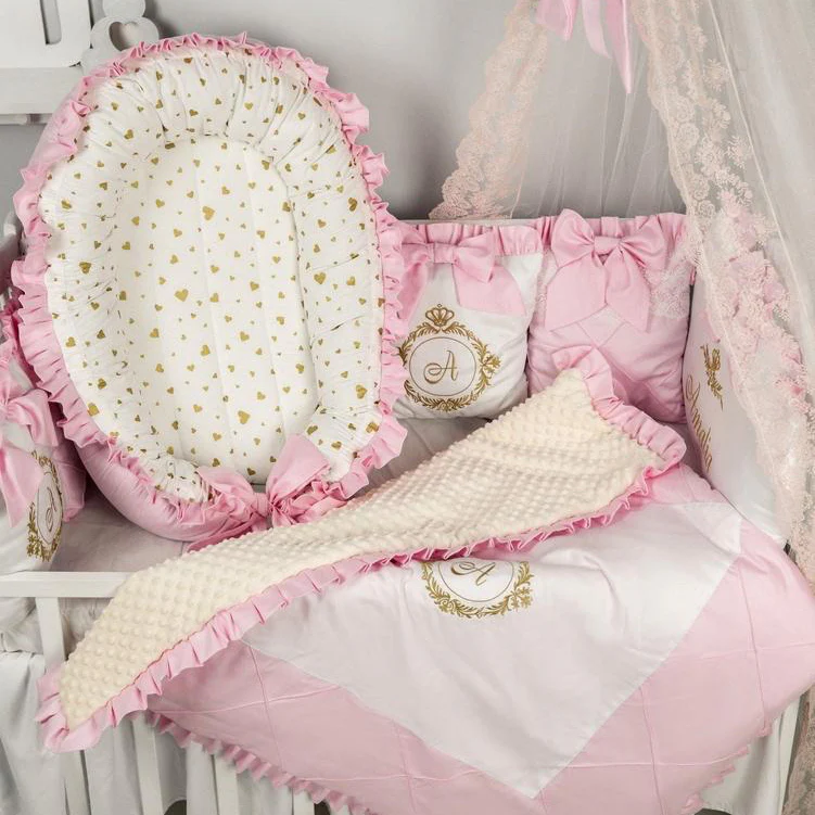 Personalized Ivory Crib Bedding Set for Baby Girl - Image 4