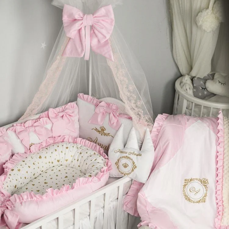 Personalized Ivory Crib Bedding Set for Baby Girl - Image 5