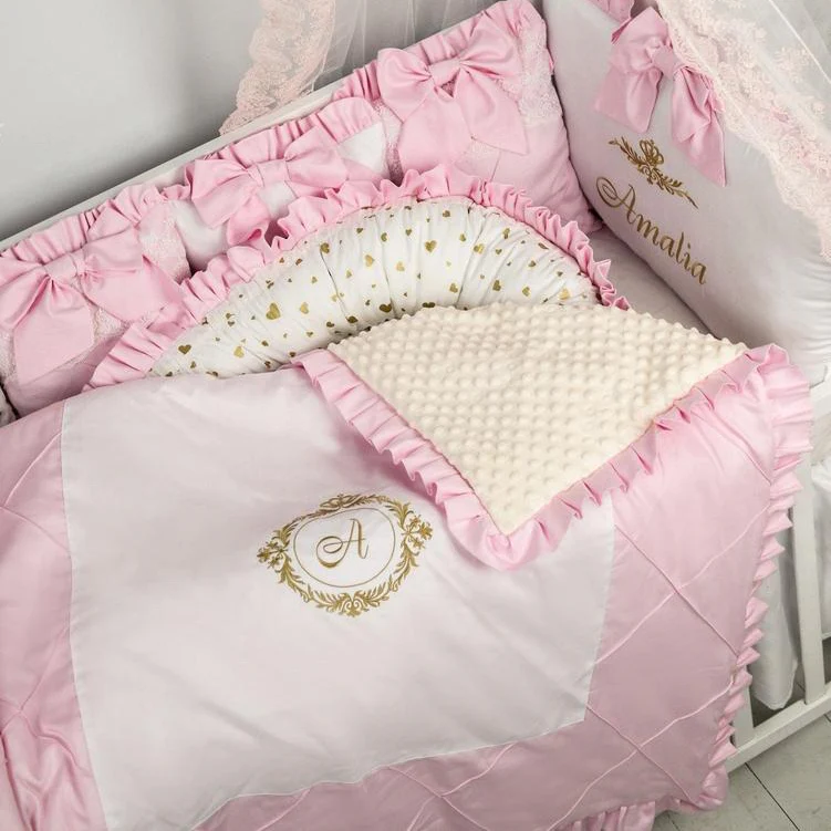 Personalized Ivory Crib Bedding Set for Baby Girl - Image 6