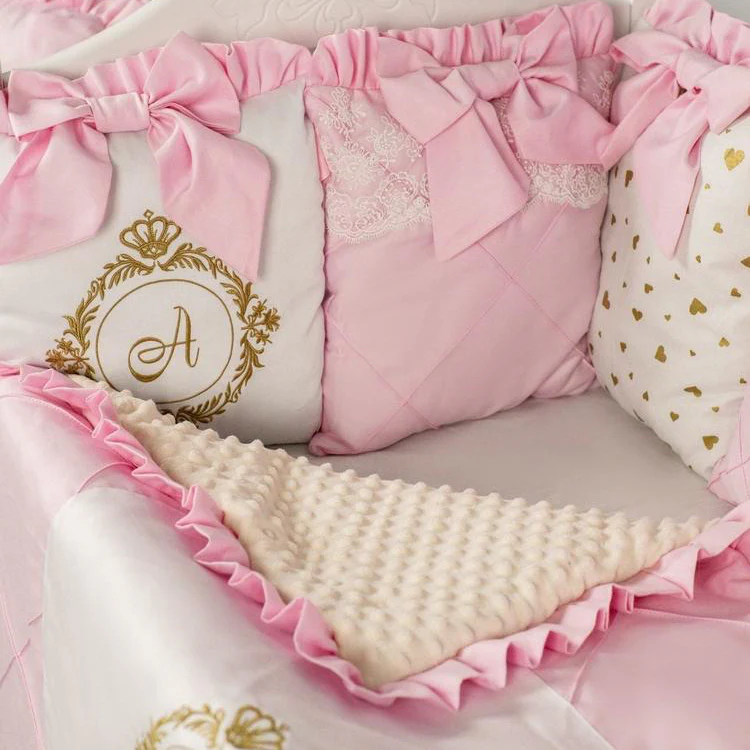 Personalized Ivory Crib Bedding Set for Baby Girl - Image 7