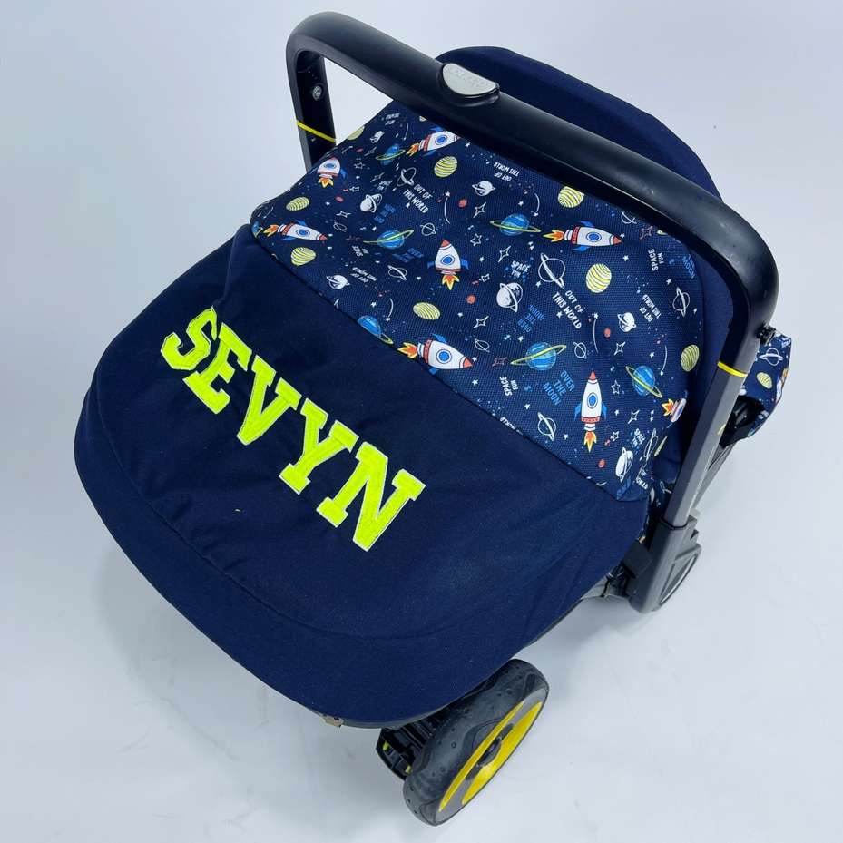 Outer Space Baby Boy Car Seat Cover – Personalized Galactic Design - Image 4
