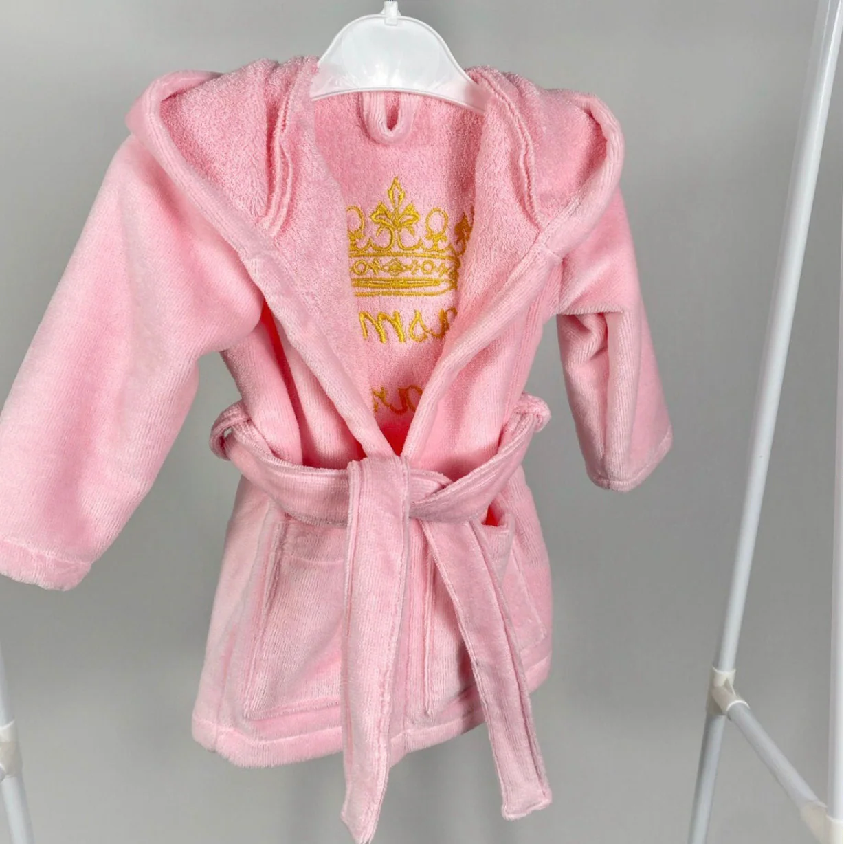 Personalized Pink Baby Robe – Monogrammed Cotton Bathrobe - Image 2