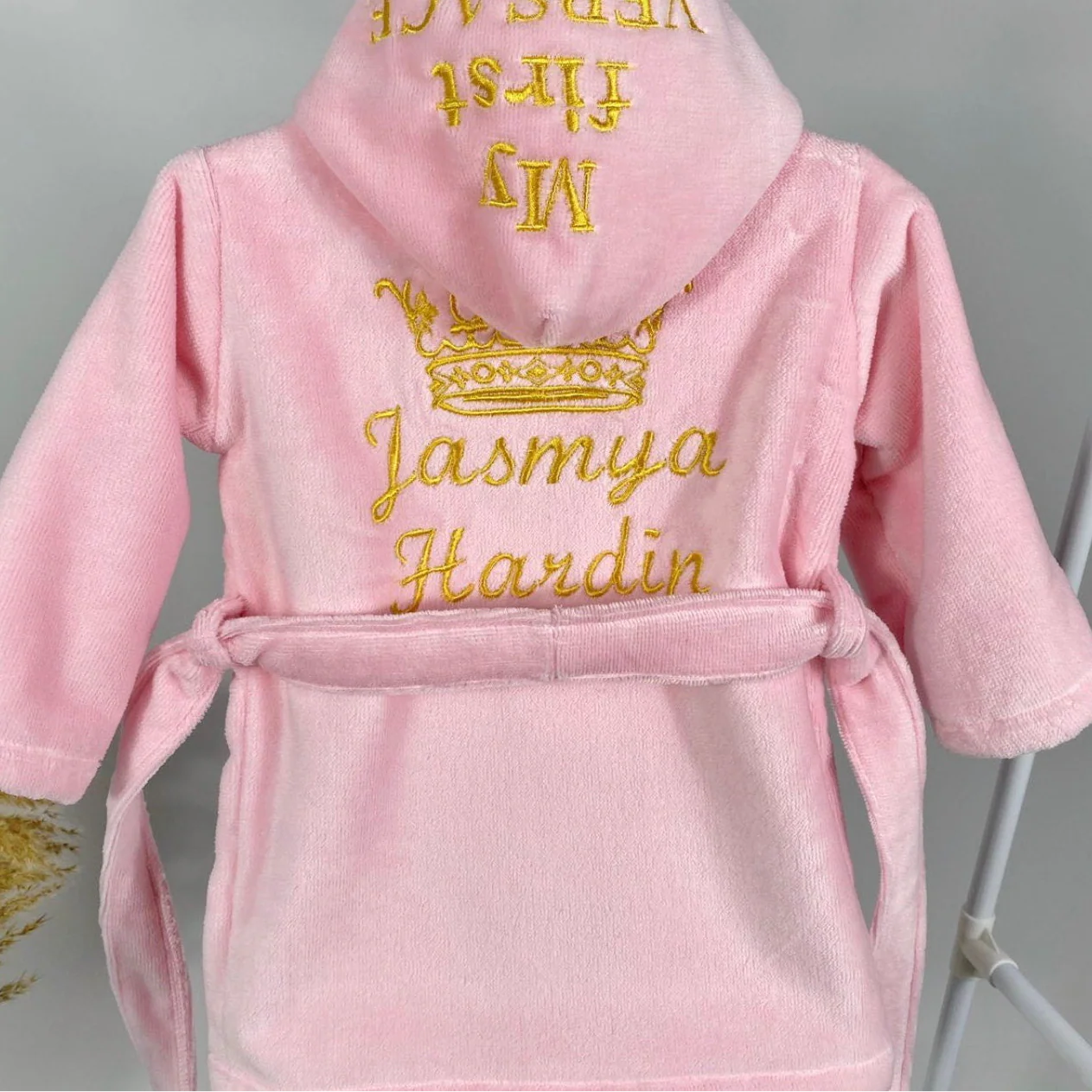 Personalized Pink Baby Robe – Monogrammed Cotton Bathrobe - Image 3