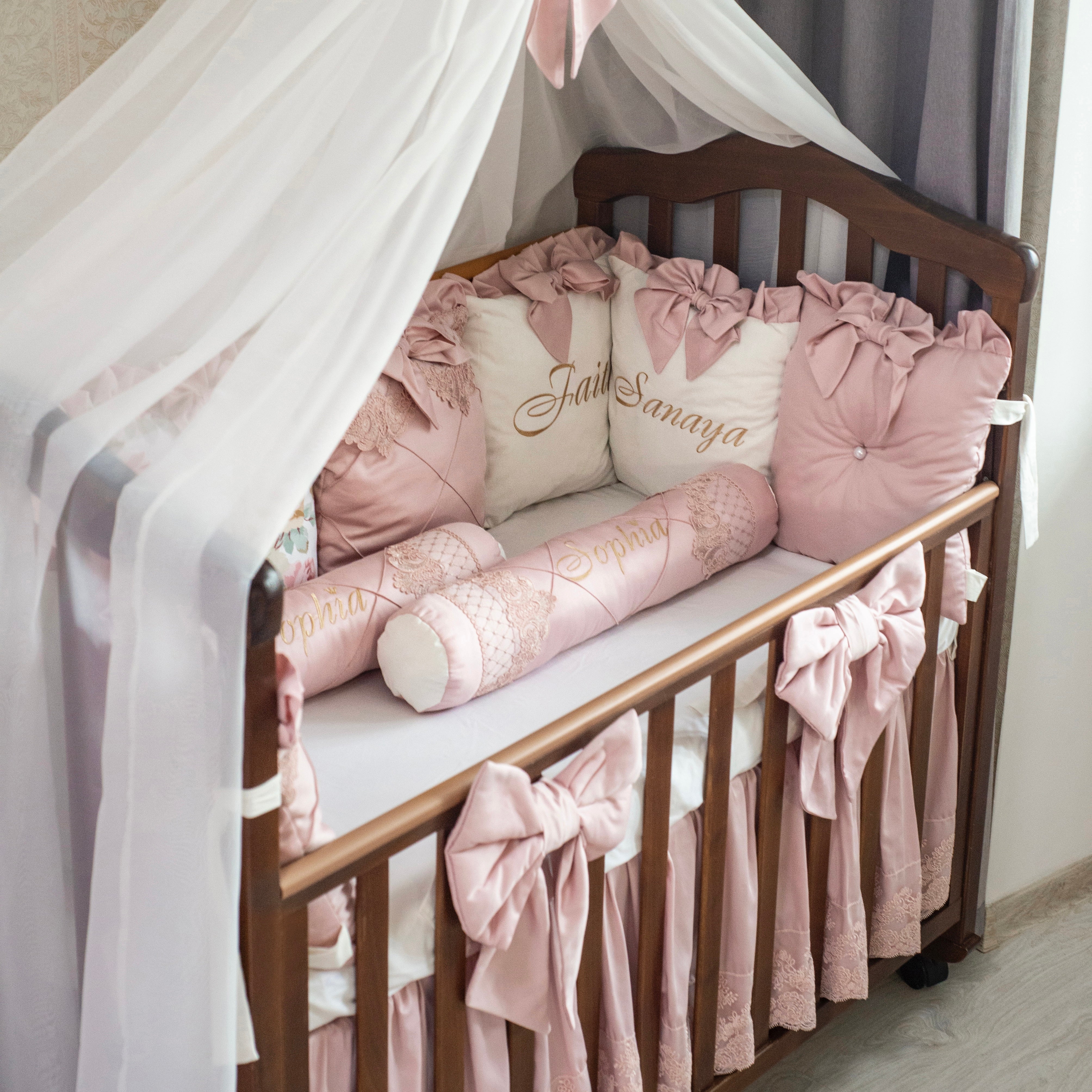 Personalized Pink Crib Bedding Set for Girl - Image 6
