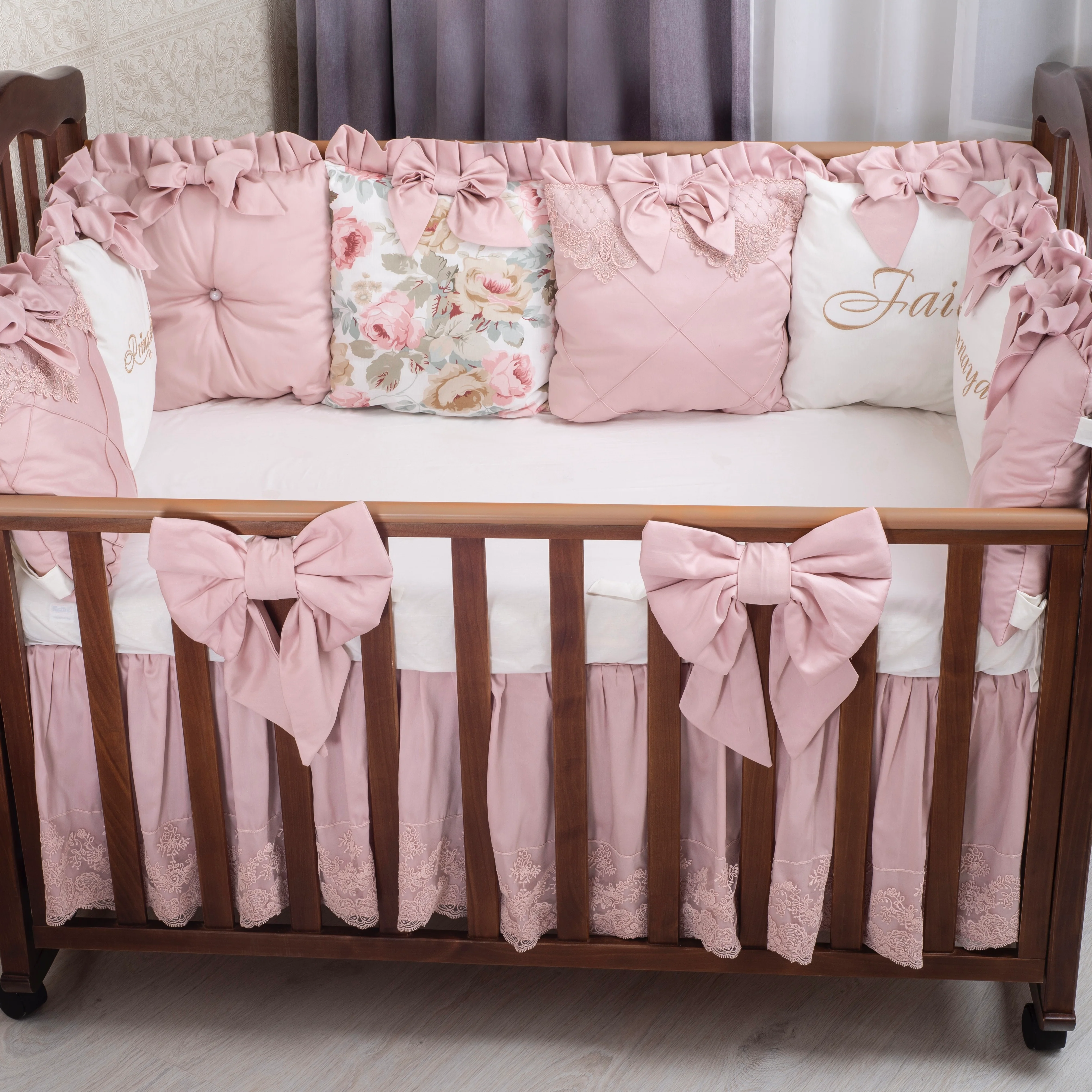 Personalized Pink Crib Bedding Set for Girl - Image 7