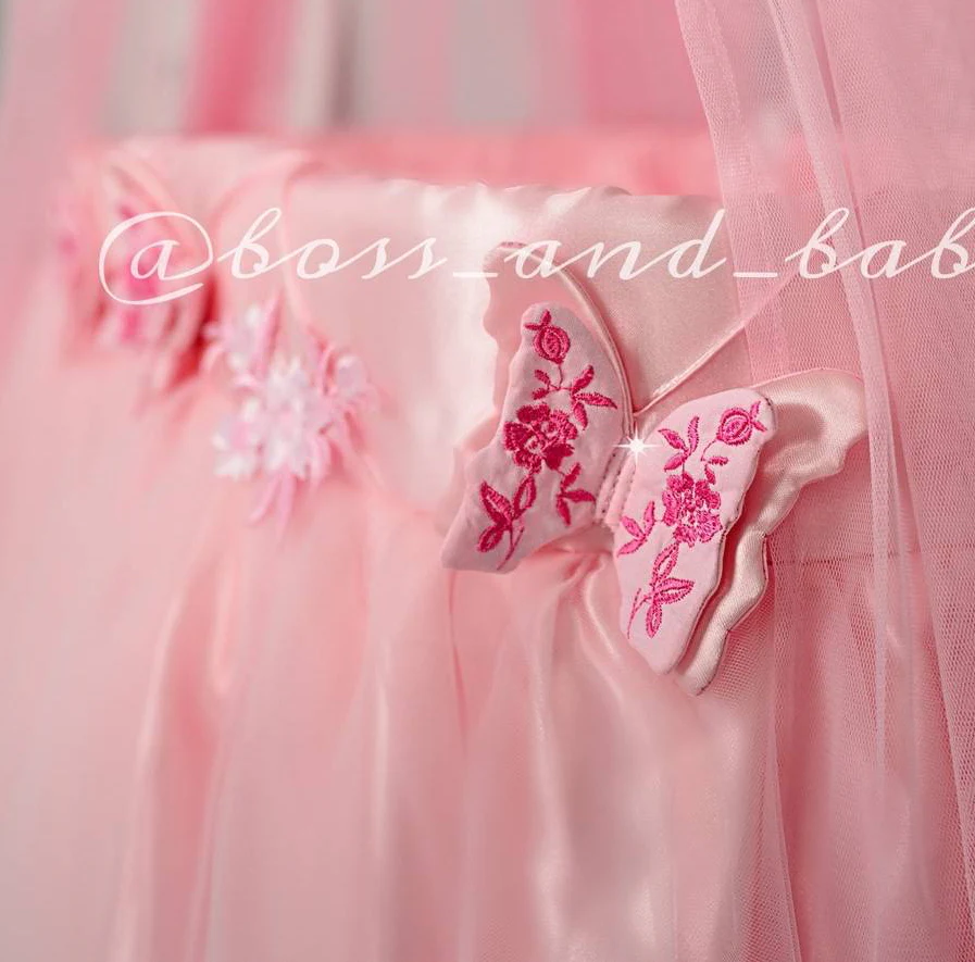 Personalized Pink Luxury Baby Bassinet with Canopy - Image 4