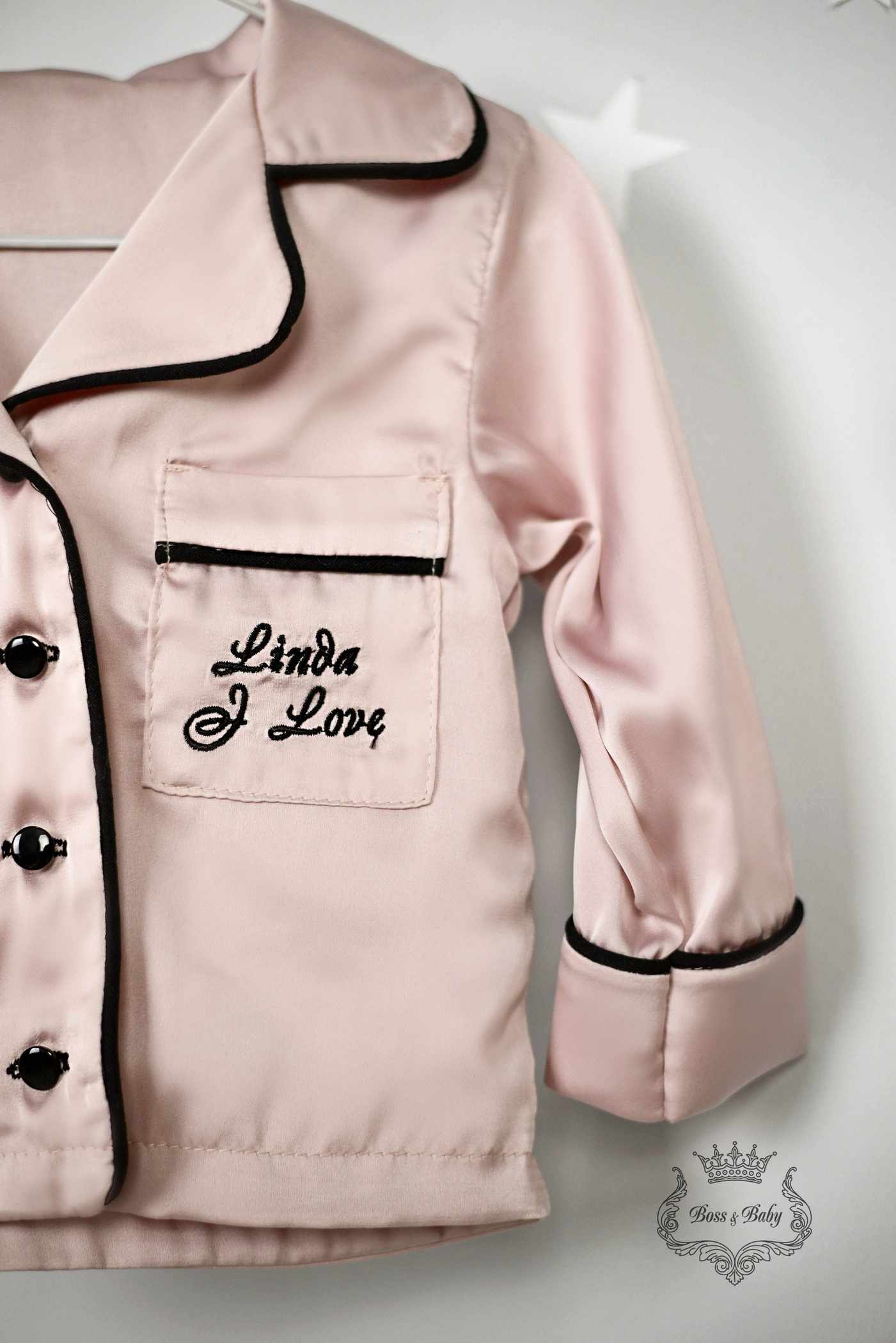 Personalized Pink Silk Baby Pajamas with Monogram - Image 3