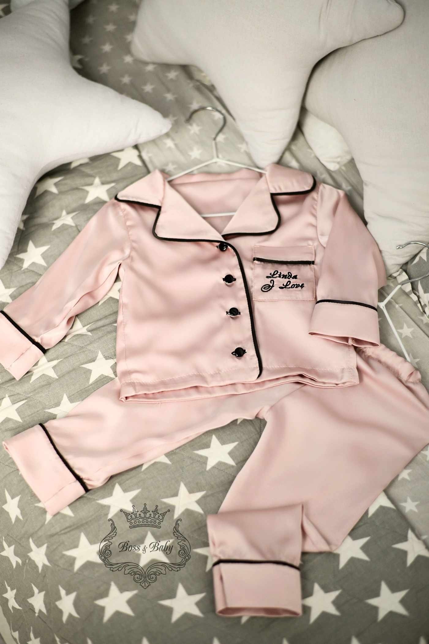 Personalized Pink Silk Baby Pajamas with Monogram - Image 4