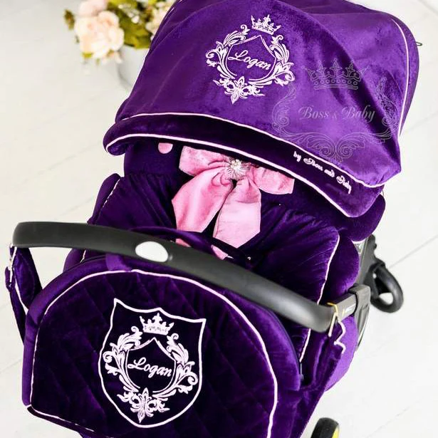 Personalized Purple Baby Car Seat Cover Set – Custom Design - Image 3