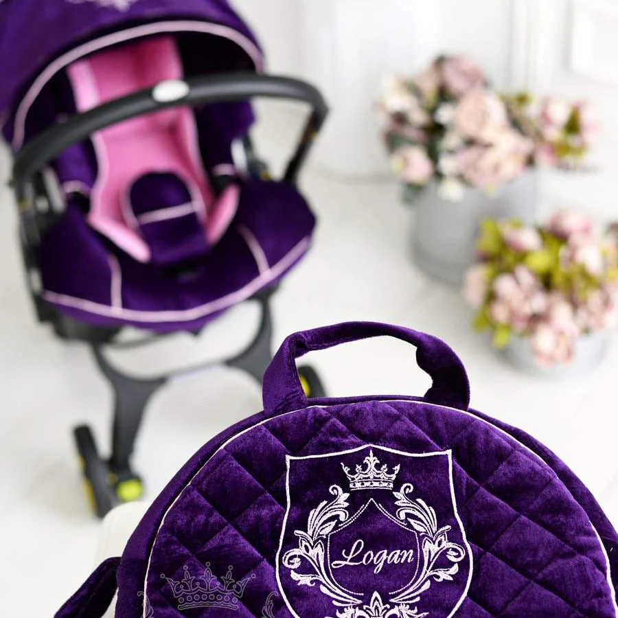 Personalized Purple Baby Car Seat Cover Set – Custom Design - Image 4